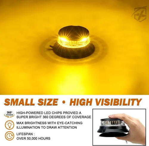 Miniatura 2 de Xprite Luz de Baliza LED Giratoria, Luces Estroboscópicas Súper Brillantes de 4.5 Pulgadas para Montacargas con Base Magnética para Camión