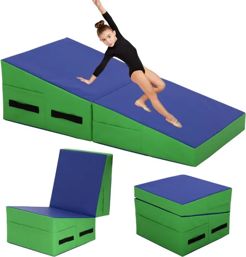 Miniatura 8 de Colchoneta de gimnasia para acrobacias, plegable, con superficie de piel sintética antideslizante y asas, alfombrillas para gimnasia para el hogar