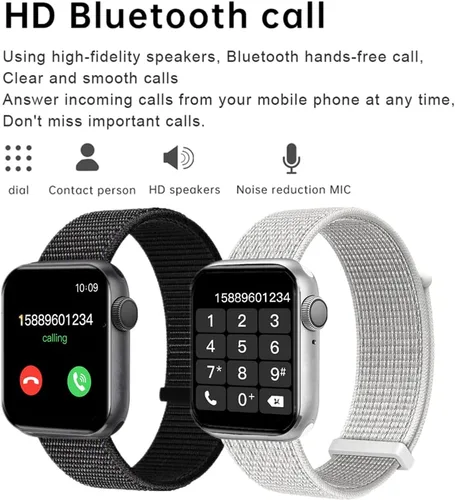 Miniatura 2 de Reloj inteligente para hombres y mujeres para teléfonos Android iOS compatible con iPhone, pantalla táctil completa rastreador de fitness con Negro