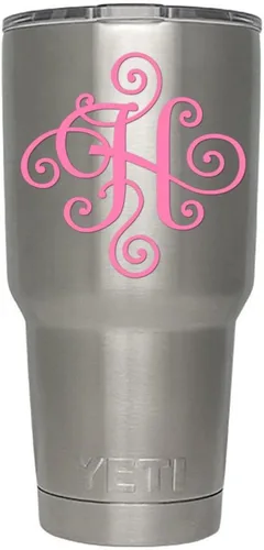Miniatura 29 de Monogram - Calcomanía troquelada/vinilo adhesivo. Haga clic para opciones de color/letra. Disponible en cuatro colores y todas las letras de la A
