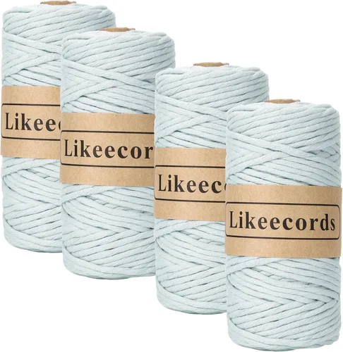 Miniatura 54 de Likeecords - Cuerda de macramé de 4 mm de un solo hilo, 80 m de cuerda de macramé colorida, cuerda de algodón para macramé, cuerda de algodón