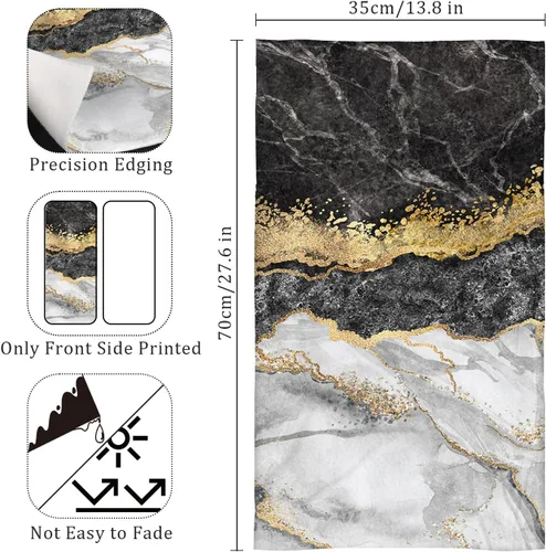 Miniatura 2 de HAISUKA Toallas de mano de mármol negro y dorado para baño, toallas de baño decorativas suaves y absorbentes, toallas de mano modernas abstractas