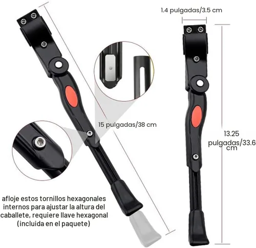 Miniatura 3 de UHACKER Soporte lateral trasero ajustable para bicicleta de aluminio para bicicletas de 22"-26
