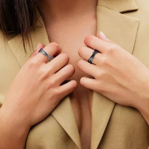 Miniatura 4 de Bestyle Anillos de ala de ángel antiguos para mujeres y hombres, anillos de banda de plumas de guardián, anillos de promesa de pareja