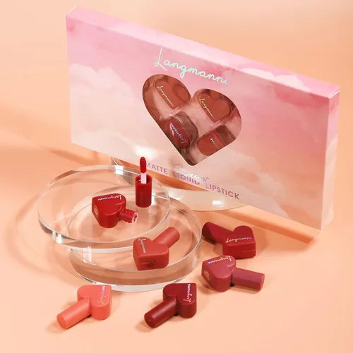 Miniatura 2 de LANGMANNI Juego de lápices labiales de larga duración a prueba de agua líquida mate de 12 colores Sweet Heart Velvet Matte