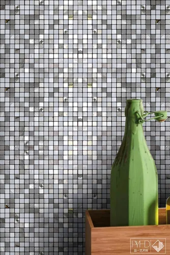 Miniatura 3 de 10 hojas autoadhesivas de mosaico de aluminio para despegar y pegar, paneles de pared 3D para cocina y baño (12 x 12 pulgadas, bronce)