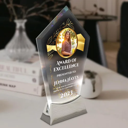 Miniatura 7 de Placa de vidrio personalizada de 8 1/2 pulgadas para premios y trofeos, premio personalizado para empleados del mes, regalos de jubilación