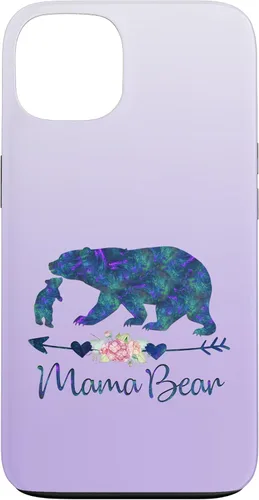 Miniatura 7 de Teal Blue Purple Floral Mama Bear and One Cub Silver Purple Case for iPhone 17