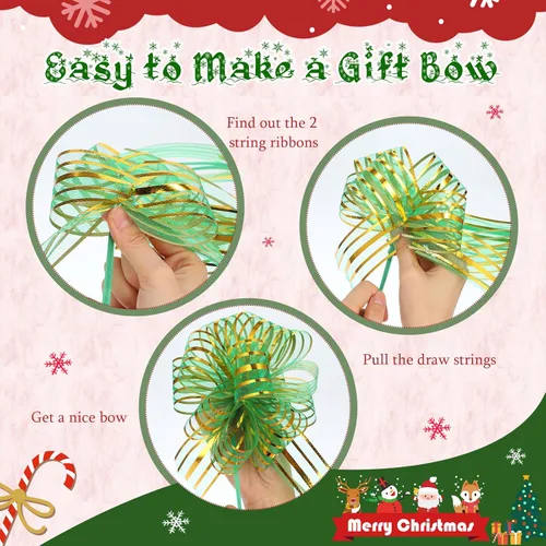 Miniatura 3 de Poen 24 Piezas Lazos de Organza con Cordón de Navidad de 6 Pulgadas Lazos Grandes de Cinta para Envolver Regalos Manualidades para Envolver Regalos