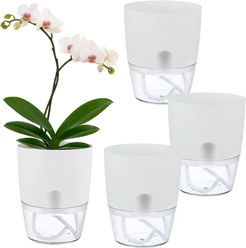 Miniatura 12 de Macetas de riego automático para plantas de interior, macetas para exteriores, paquete de 3 macetas de riego automático de 6 pulgadas, macetas