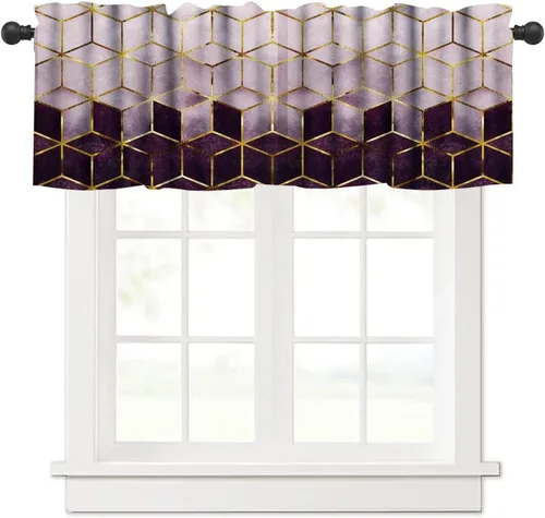 Miniatura 17 de Cenefa de cortina geométrica para ventanas, cenefa moderna con bolsillo para barra, 1 panel, cortinas cortas abstractas para playa, cortinas cortas