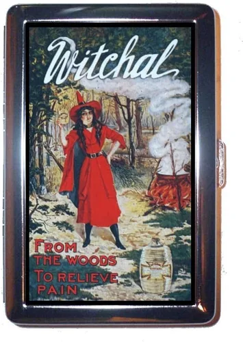 Bruja Retro Vintage Anuncio Patente Medicina Gótica Acero Inoxidable Identificación o Cigarrillos Estuche (King Size o 3.937 in)