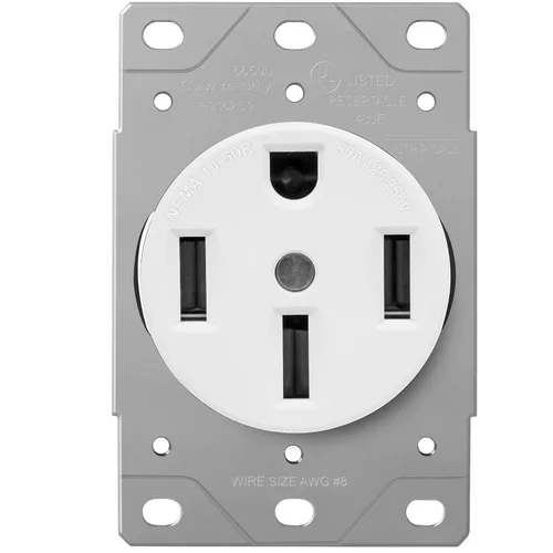 ENERLITES Toma de corriente de 50 amperios para vehículos recreativos y eléctricos, NEMA 14-50R, 3 polos, 4 cables (solo cobre 10, 8, 6, 4 AWG),