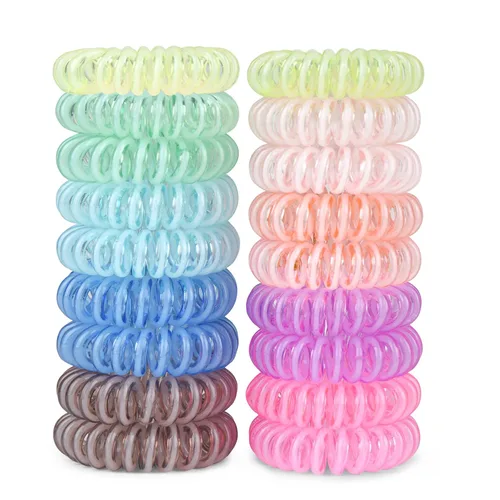 Miniatura 8 de TIZZYT Lazos para el cabello en espiral básicos, sin arrugas, 18 unidades, color macarrón
