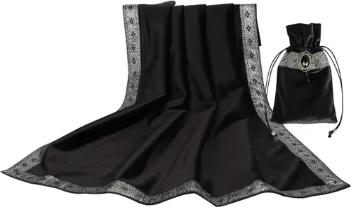 Tarot - Bolsa de cartas de tarot, mantel de mesa, tela de altar, brujería, astrología, adivinación, alfombrilla cuadrada de 25.6 x 25.6 pulgadas