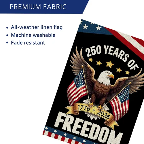 Miniatura 5 de Banderas de jardín con el 250 aniversario de Estados Unidos para exteriores, bandera de Estados Unidos con diseño de águila, decoración patriótica