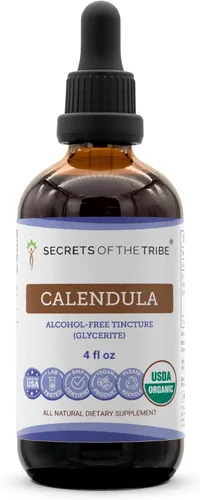 Miniatura 7 de Secrets of the Tribe Calendula USDA Organic Extracto sin alcohol, gotas de hierbas de alta potencia Hecho de flor seca de caléndula Officinalis