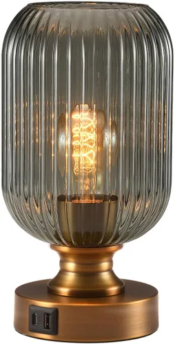 Miniatura 19 de Lámpara de mesa de vidrio de mediados del siglo, lámpara de escritorio regulable, bombilla LED incluida, temporizador incorporado, vidrio ámbar
