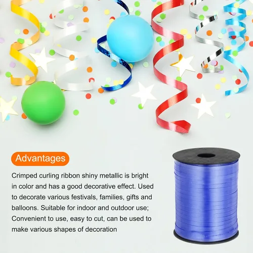 Miniatura 3 de PATIKIL Cinta rizadora de 500 yardas, cuerda metálica de 3/16 pulgadas para decoración de fiestas, envoltura de regalos, manualidades, azul Azul
