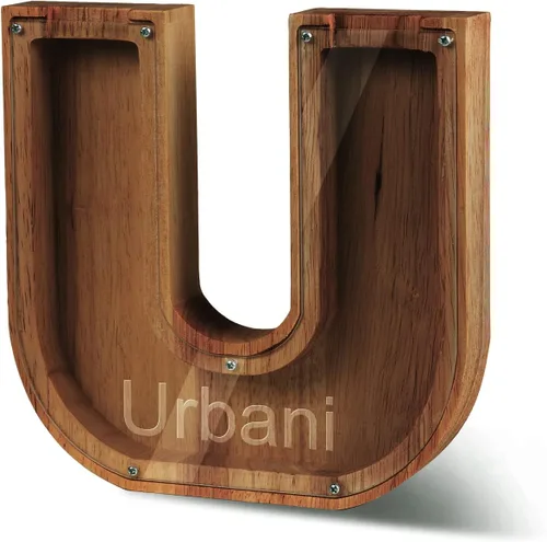 Miniatura 44 de Alcancía con nombre personalizado, 26 letras láser con texto personalizado, banco de monedas de madera, significado educativo, alcancía con nombre