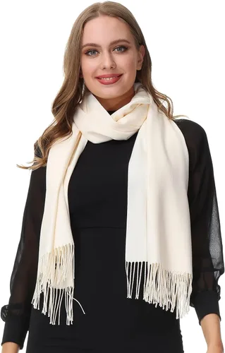 Miniatura 3 de OHAYOMI Bufanda de chal Pashmina para mujer, color liso, pashmina
