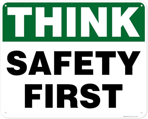 Think Safety First Sign, 24 x 30 pulgadas, HDPE de 55 mil de grosor (polietileno de alta densidad), fabricado en Estados Unidos por My Sign Center
