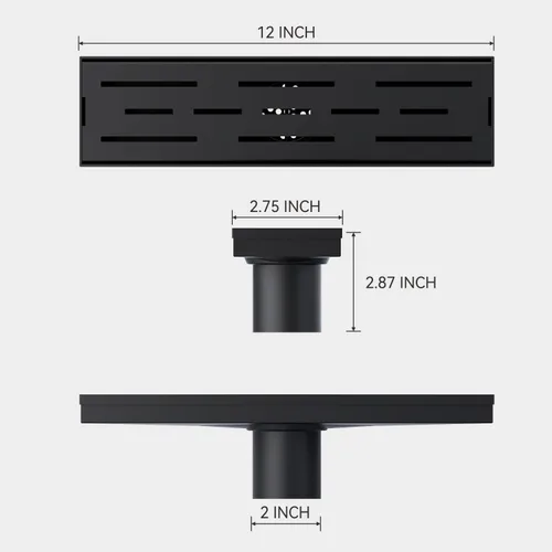 Miniatura 11 de ELLO&ALLO - Drenaje de piso de ducha con brida, rejilla extraíble de patrón cuadrado de 6 pulgadas cuadradas, acero inoxidable SUS 304, color negro