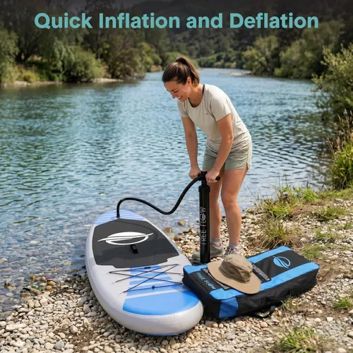 Miniatura 7 de SereneLife Tabla de remo inflable de pie, diseño amplio y estable, cubierta antideslizante para adultos y jóvenes con accesorios de tabla de remo