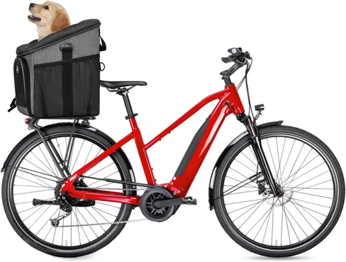 Miniatura 3 de Lixada Cesta de bicicleta para perros plegable y extraíble de 12 x 10.2 x 13.8 pulgadas con cubierta impermeable, mochila multifuncional para perros