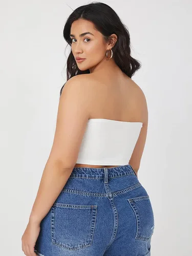 Miniatura 2 de Floerns Tops básicos sin tirantes para mujer, talla grande, sin tirantes, estilo tubo, tops básicos