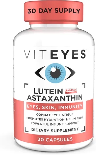 Viteyes Luteína y astaxantina: alivia la fatiga ocular, hidrata y reafirma la piel, protección contra la luz azul, apoyo inmunológico, 20 mg de