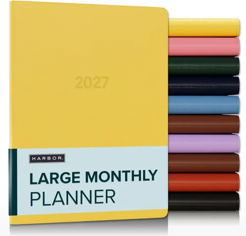 Miniatura 31 de Harbor Agenda mensual grande 2025-2026, calendario y cuaderno, piel sintética duradera, 14 meses, 96 páginas, tapa suave y ligera, flor de orquídea
