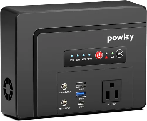 powkey Estación de Energía Portátil 100W Nominal, Generador Portátil Pequeño de 97Wh con Salida de CA 110V/PD 65W Carga Rápida USB C, Cargador de