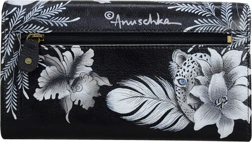 Miniatura 3 de Anuschka Cartera con solapa de acordeón con bloqueo RFID de cuero genuino pintada a mano para mujer