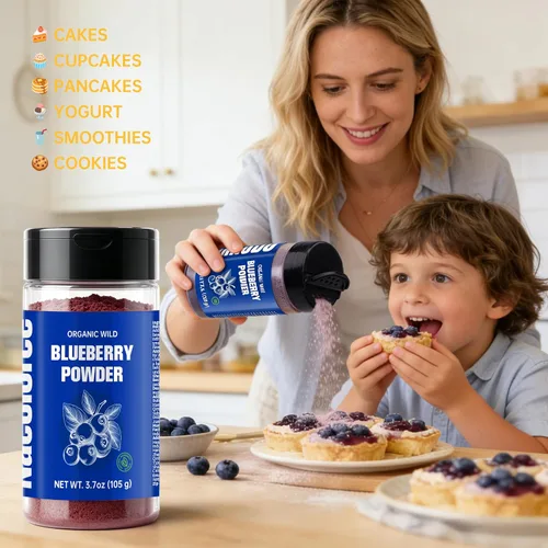 Miniatura 2 de Polvo natural de arándano liofilizado, 100% bayas puras con antioxidantes y vitaminas, sin azúcar añadido, sin gluten, vegano sin OMG, para hornear
