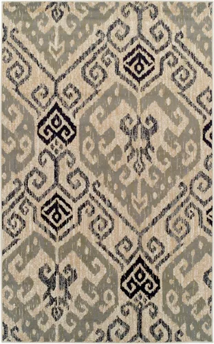 Miniatura 2 de Superior Altura del pelo de 0.315 in con respaldo de yute, hermoso patrón de damasco Ikat, alfombras tejidas de moda y asequibles, alfombra de 5 x 8