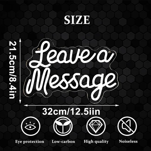 Miniatura 5 de Leave a Message - Letreros de neón para decoración de pared, letrero LED para libro de visitas, letrero de bienvenida, alimentado por USB para Dejar