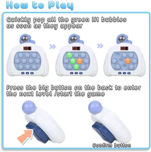 Miniatura 5 de Juguetes Fidget Pop de Empuje Rápido para Niños y Adultos, 12 Modos de Juego Mejorados con Luces, Juguete de Mano de Burbujas de Empuje Rápido