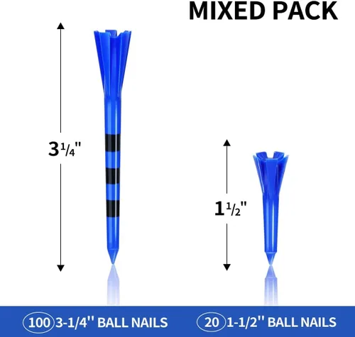 Miniatura 3 de ENHUA GOLF Paquete de 120 camisetas de plástico, camisetas azules irrompibles de 3-1/4 pulgadas con 20 camisetas cortas de golf a granel, 3-1/4