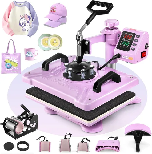 Miniatura 9 de AKEYDIY Prensa de calor, máquina de prensa de camisetas 5 en 1 de 15 x 12 pulgadas, máquina de transferencia de calor industrial digital de 360°