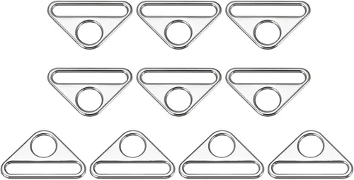 Miniatura 8 de uxcell Ajustador de hebilla triangular Anillos en D Triángulo Ajustador Triángulo con barra Clip giratorio para correa de bolsa, Mate negro