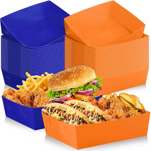 Miniatura 17 de Uiifan 50 bandejas de papel extra grandes de 5 libras desechables para alimentos, barco, nachos, bandejas para servir aperitivos, resistentes a