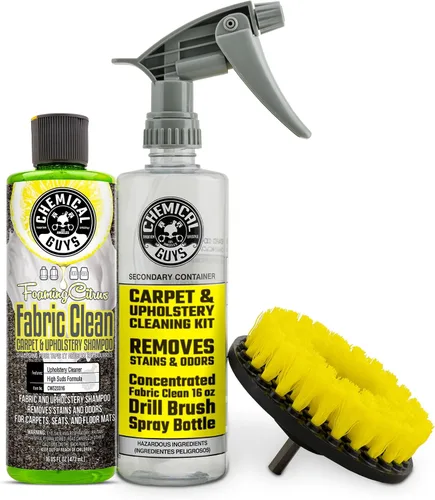 Chemical Guys CWS203 HOL315 Fabric Clean - Kit de limpieza de espuma cítrica y cepillo de taladro fácil de usar, para alfombras y tapicería (autos,