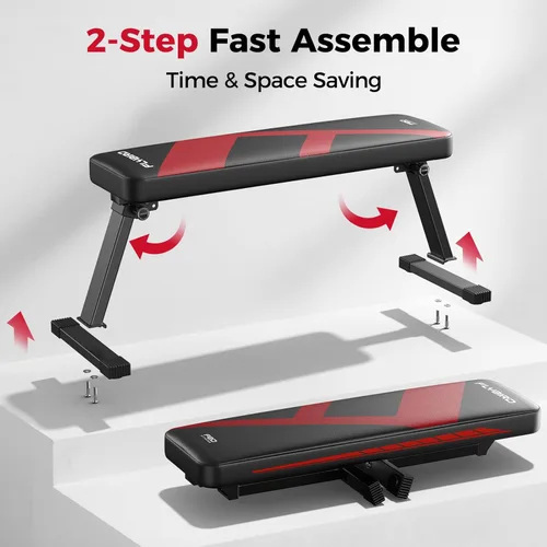 Miniatura 6 de FLYBIRD Foldable Flat Weight Bench for Home Gym, 600/1000 lbs Capacity with Dual Locking for Strength Training, Easy Setup & Storage for Small