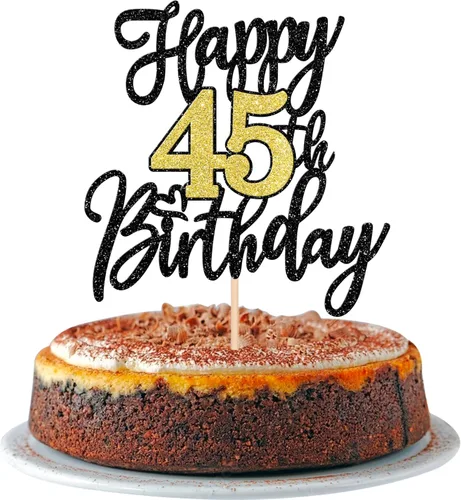Miniatura 9 de 1 pieza de decoración para pastel de feliz cumpleaños número 30, negro dorado con purpurina, brindis por 30 años, palillo para pastel de cumpleaños