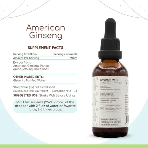 Miniatura 3 de HerbEra American Ginseng B60 - Tintura de extracto de hierbas sin alcohol, gotas líquidas concentradas de ginseng americano natural
