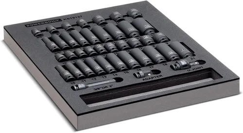 Miniatura 12 de Powerbuilt Master 949009 - Juego de accesorios y trinquetes, 16 piezas, herramientas de transmisión de 1/4, 3/8 y 1/2 pulgada, barras de extensión