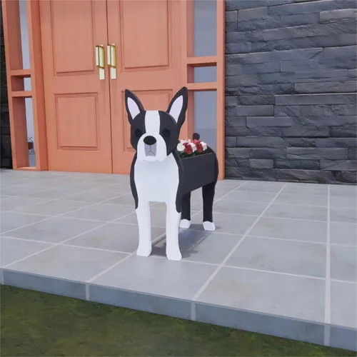 Miniatura 2 de Bamboo's Grocery LoKii Macetas de perro Boston Terrier, linda maceta de perro, contenedores de plantas con forma de animales, para plantas