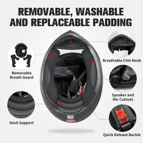 Miniatura 8 de Casco de motocicleta de cara completa WS-607 aprobado por DOT, casco de motocicleta de carreras de calle para adultos, visera plateada cromada