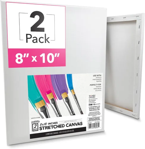 Lienzos entelados ArtSkills para pintar, suministros de pintura en lienzo de 8x10 para artistas, paquete de lienzos en blanco, pack de 2 unidades
